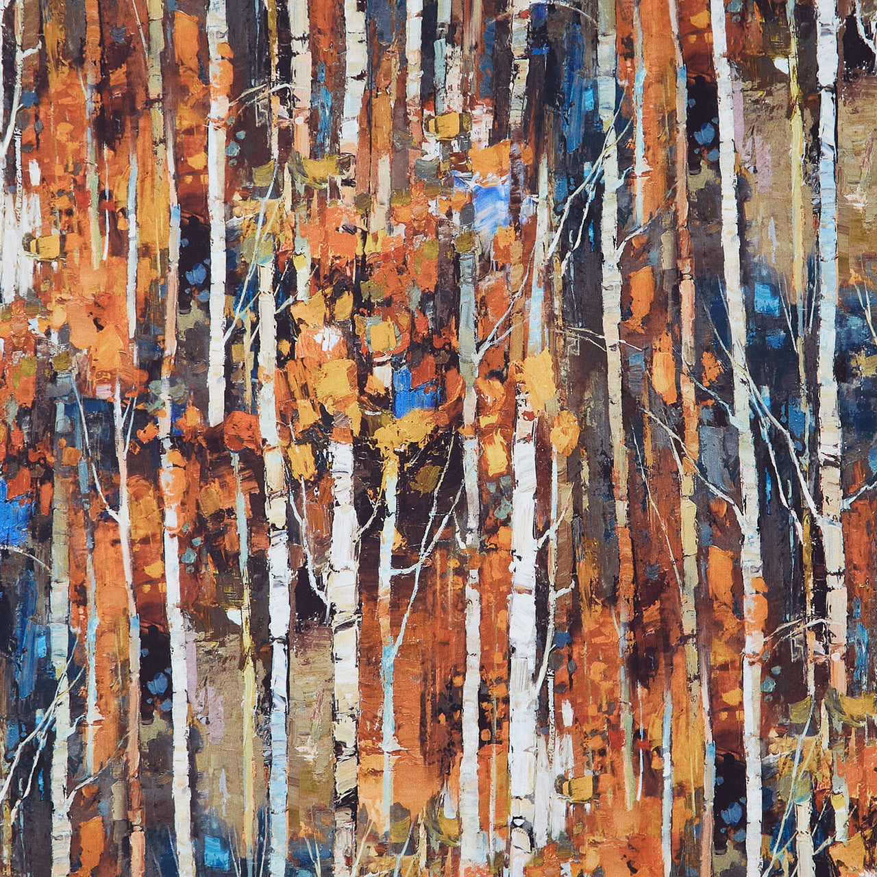 First Snow - Birch Trees Rust Multi Yardage