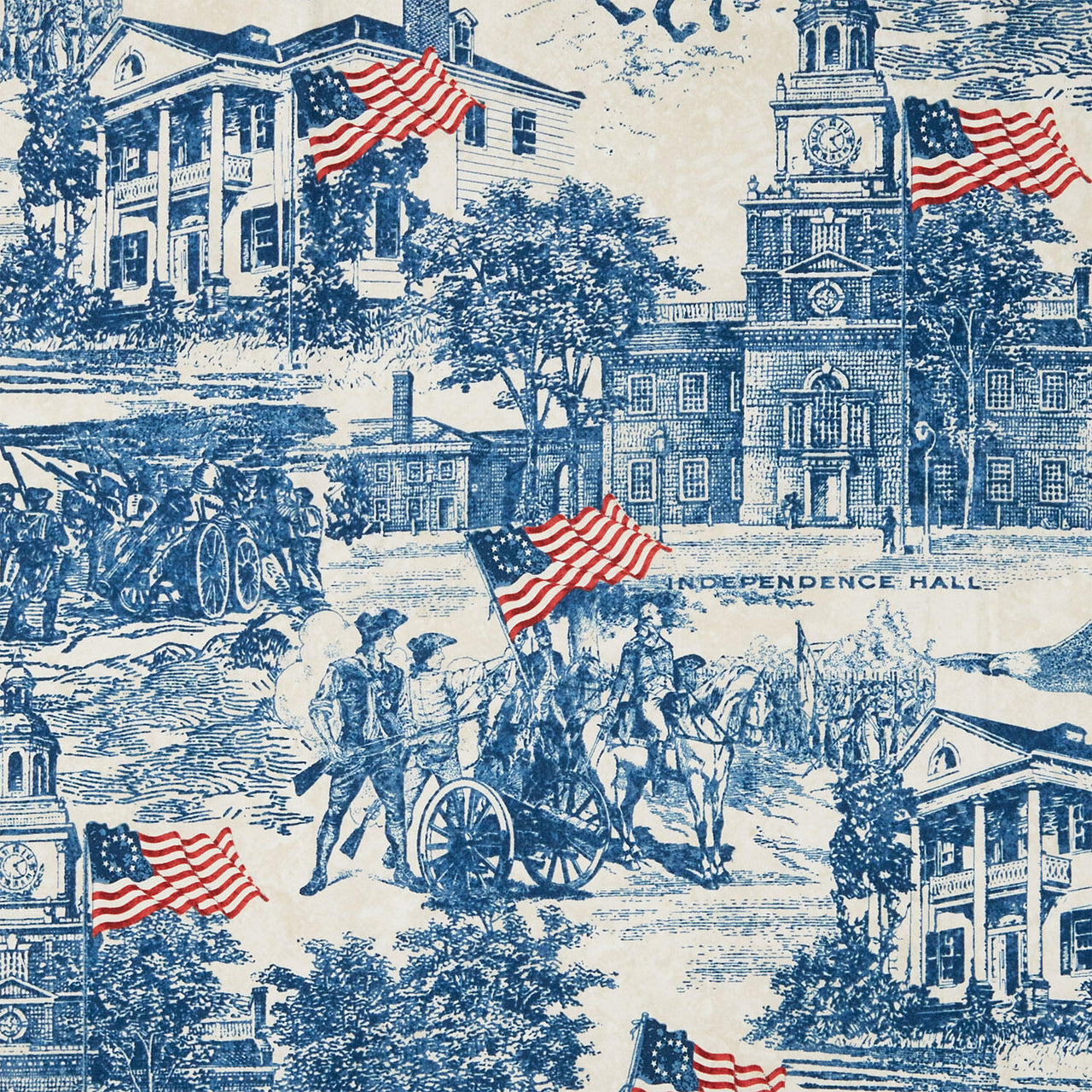 Stonehenge - America 250 Toile Navy Beige Yardage