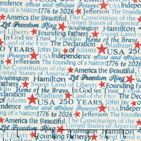 Stonehenge - America 250 Words Beige Multi Yardage