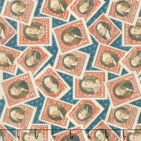 Stonehenge - America 250 Stamps Navy Multi Yardage