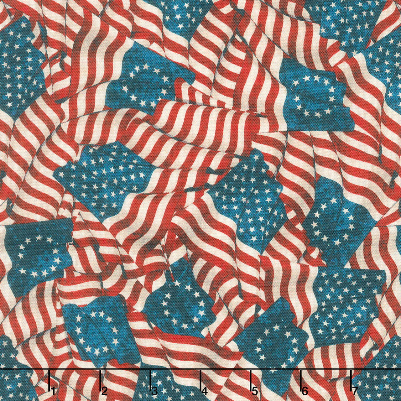 Stonehenge - America 250 American Flags Multi 108' Wide Backing