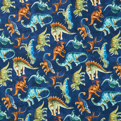Dino Roar - Dino Toss Navy Multi Yardage