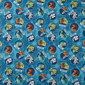 Dino Roar - Dino Head Toss Teal Multi Yardage