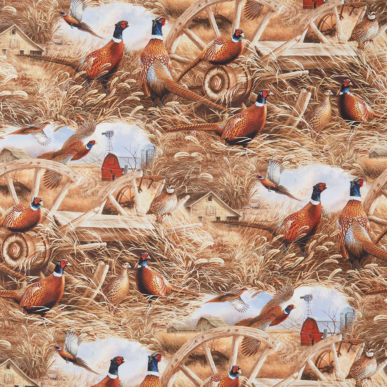 Naturescapes - Pheasant Grove Scenic Rust Multi Yardage