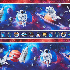 Space Odyssey - Astronaut Border Stripe Yardage