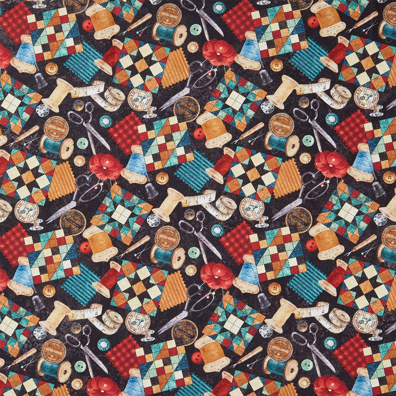 Stonehenge - Stitchin' Sewing Stuff Black Multi Yardage