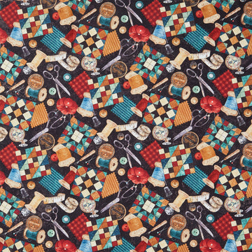 Stonehenge - Stitchin' Sewing Stuff Black Multi Yardage