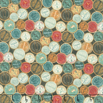 Stonehenge - Stitchin' Labels Black Multi Yardage