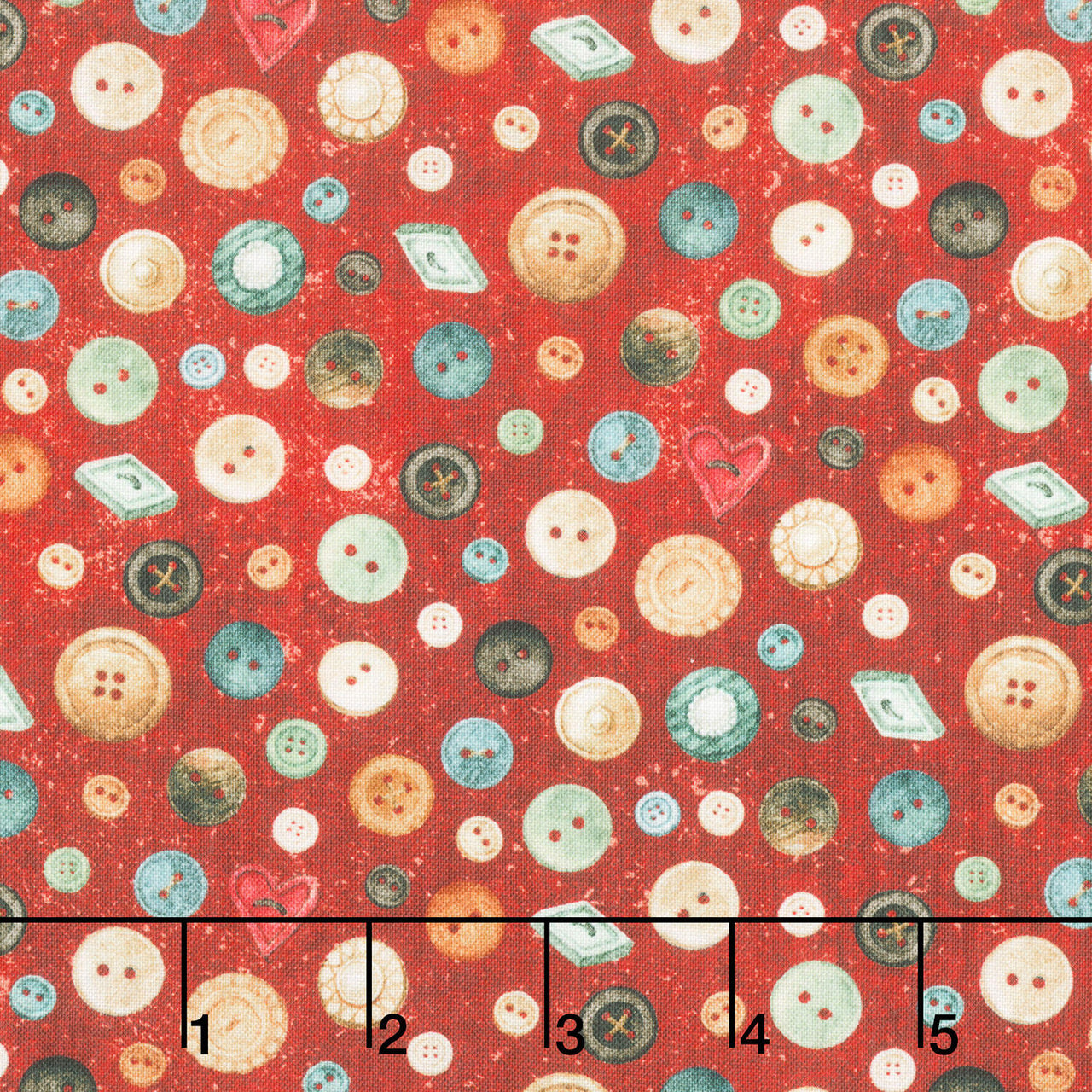 Stonehenge - Stitchin' Buttons Red Multi Yardage
