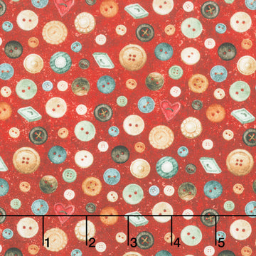 Stonehenge - Stitchin' Buttons Red Multi Yardage