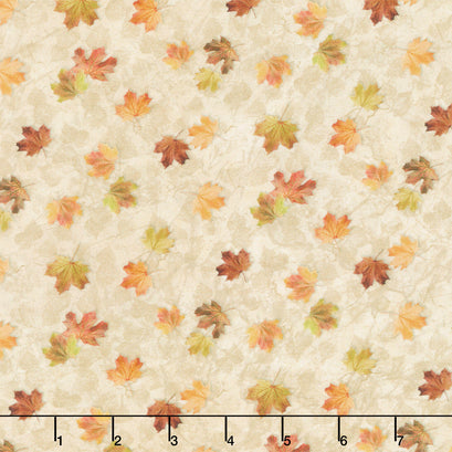 Naturescapes - Autumn Woodland Leaf Toss Beige Multi Yardage