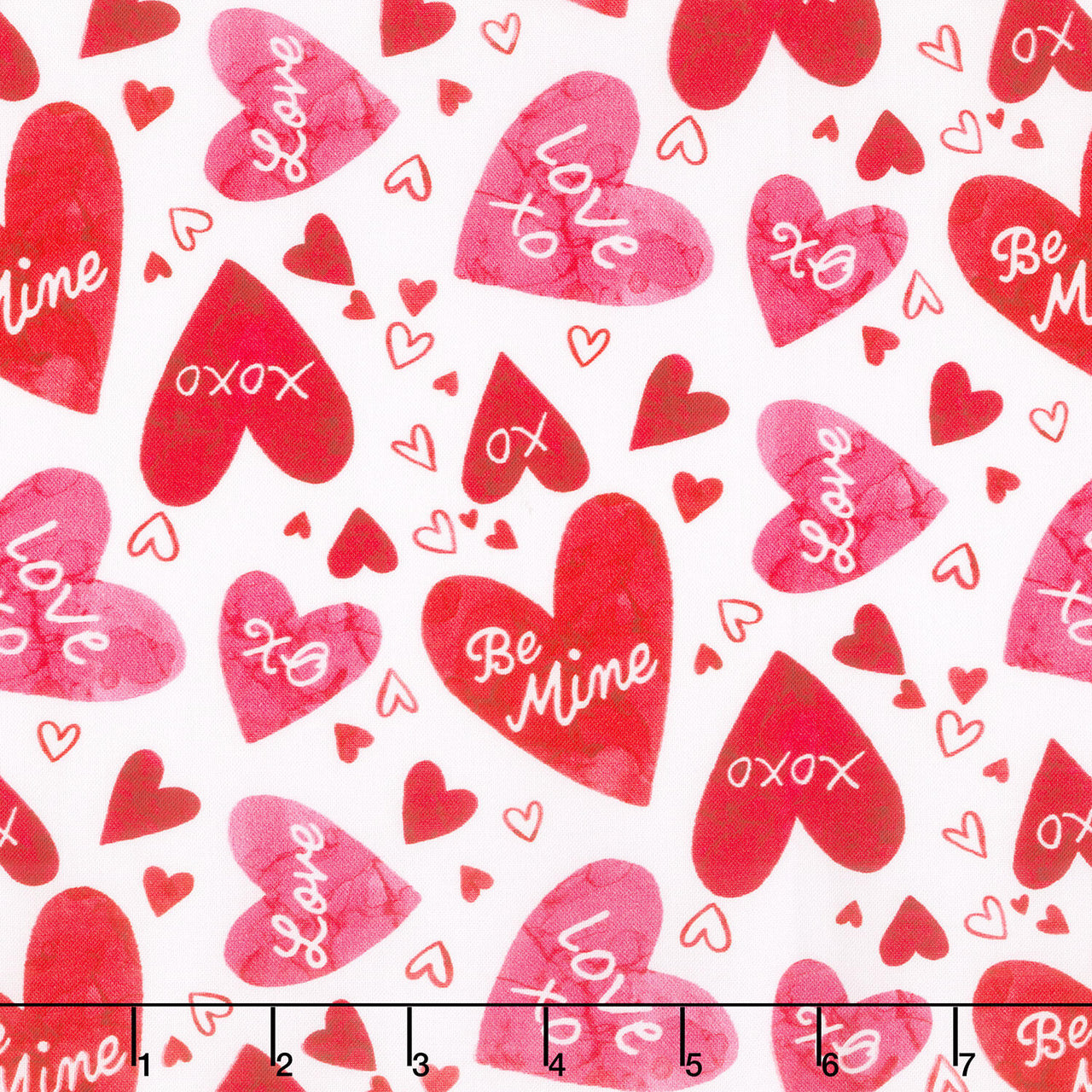 Forever Love - Large Hearts White Multi Yardage