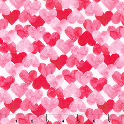 Forever Love - Mid Hearts White Multi Yardage