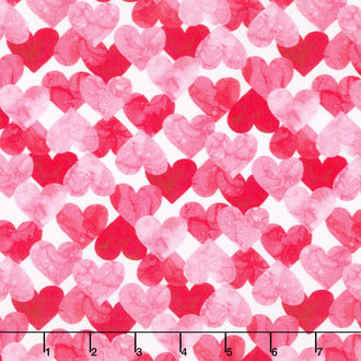 Forever Love - Mid Hearts White Multi Yardage