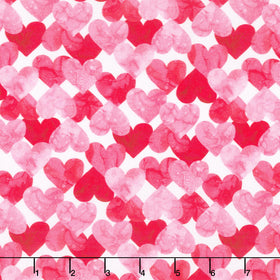 Forever Love - Mid Hearts White Multi Yardage