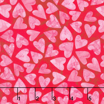 Forever Love - Small Hearts Red Multi Yardage