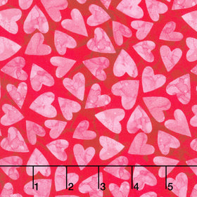 Forever Love - Small Hearts Red Multi Yardage