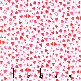 Forever Love - Mini Hearts White Multi Yardage