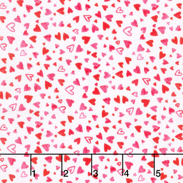 Forever Love - Mini Hearts White Multi Yardage