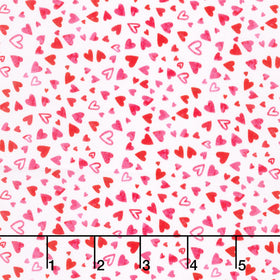 Forever Love - Mini Hearts White Multi Yardage
