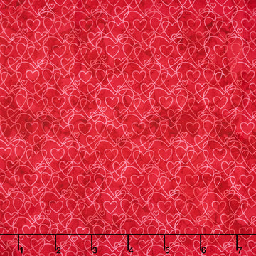 Forever Love - Heart Texture Red Yardage