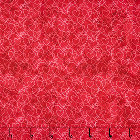 Forever Love - Heart Texture Red Yardage