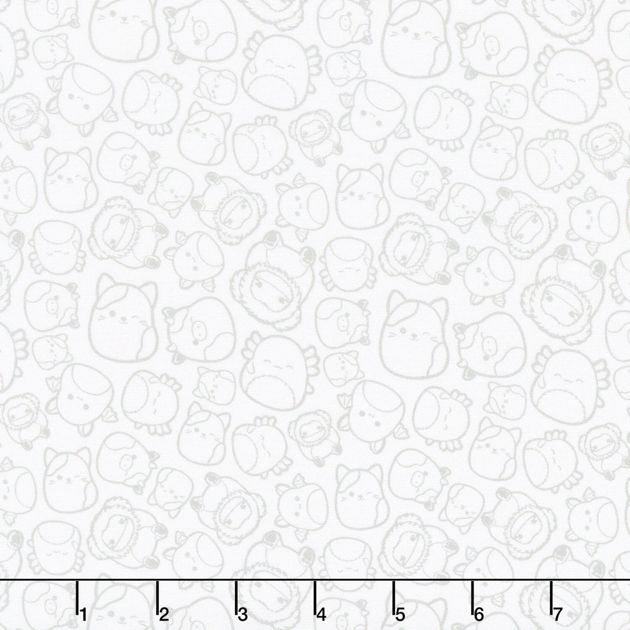 Squishmallows - Line Drawn White Yardage