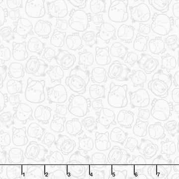 Squishmallows - Line Drawn White Yardage