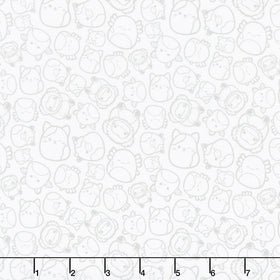 Squishmallows - Line Drawn White Yardage
