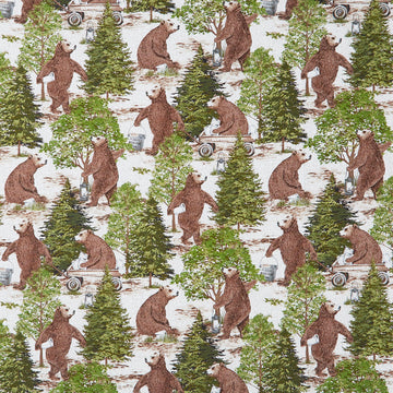 Bear Necessities - Forest Bears Cream Multi Yardage