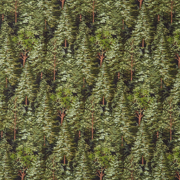 Bear Necessities - Trees Black Multi Yardage