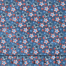 American Heartland - Multi Star Toss Navy Multi Yardage