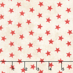 American Heartland - Stars Cream Red Yardage