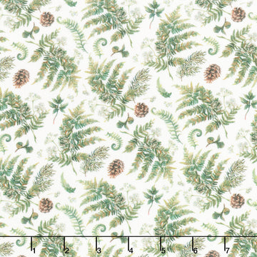 Lakeside Retreat - Ferns White Multi Yardage