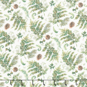 Lakeside Retreat - Ferns White Multi Yardage