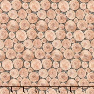 Lakeside Retreat - Crosscut Logs Brown Multi Yardage