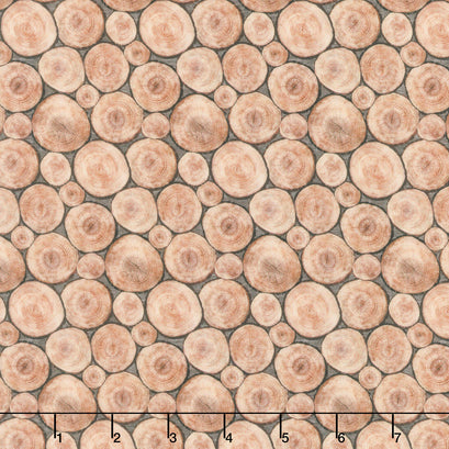Lakeside Retreat - Crosscut Logs Brown Multi Yardage