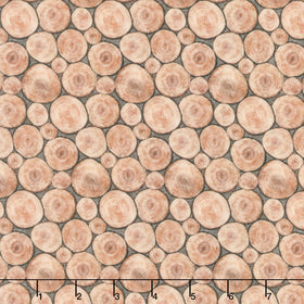 Lakeside Retreat - Crosscut Logs Brown Multi Yardage