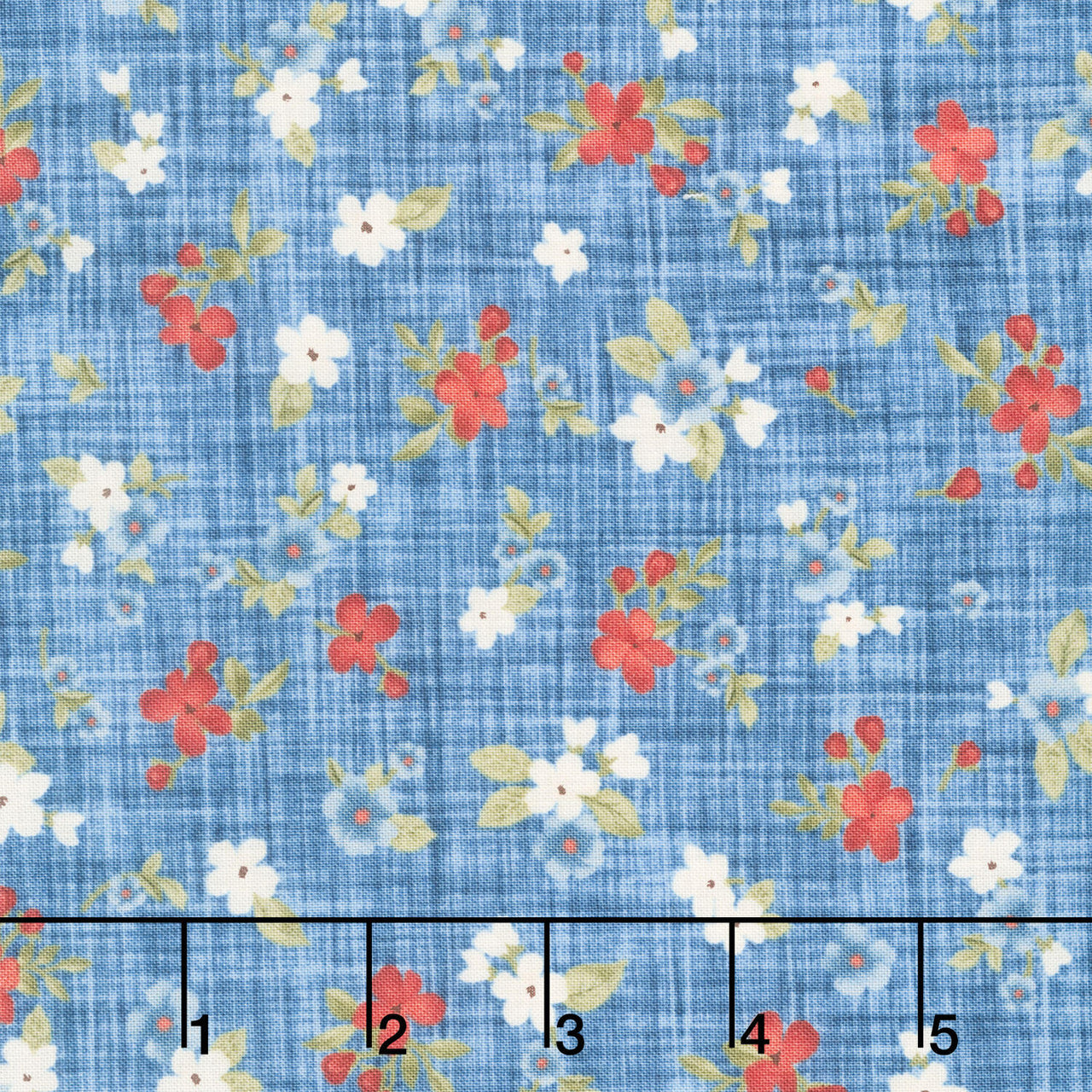 Farmhouse Sampler - Floral Toss Blue Multi Yardage