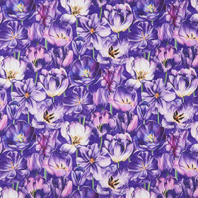Tulip Garden - Packed Tulips Purple Multi Yardage