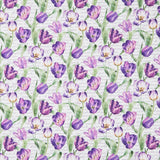 Tulip Garden - Script Tulips White Multi Yardage