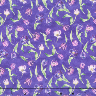 Tulip Garden - Mini Tulips Purple Multi Yardage