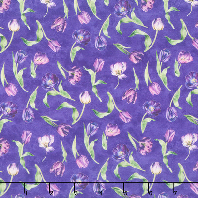 Tulip Garden - Mini Tulips Purple Multi Yardage