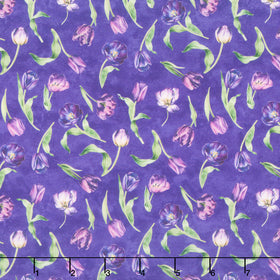 Tulip Garden - Mini Tulips Purple Multi Yardage