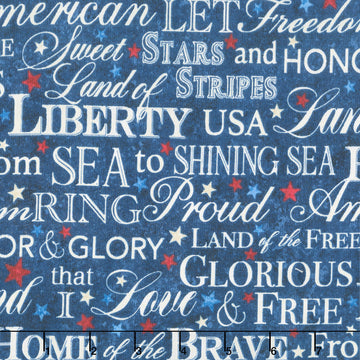 Stonehenge - Stars and Stripes Words Navy Multi Yardage