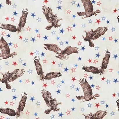 Stonehenge - Stars and Stripes Eagle Toss Beige Multi Yardage