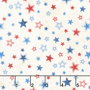 Stonehenge - Stars and Stripes Multi Stars Beige Multi Yardage