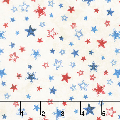 Stonehenge - Stars and Stripes Multi Stars Beige Multi Yardage