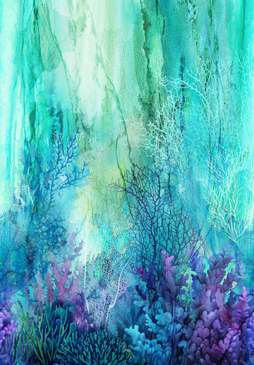 Coral Reef - Coral Ombre Turquoise Yardage