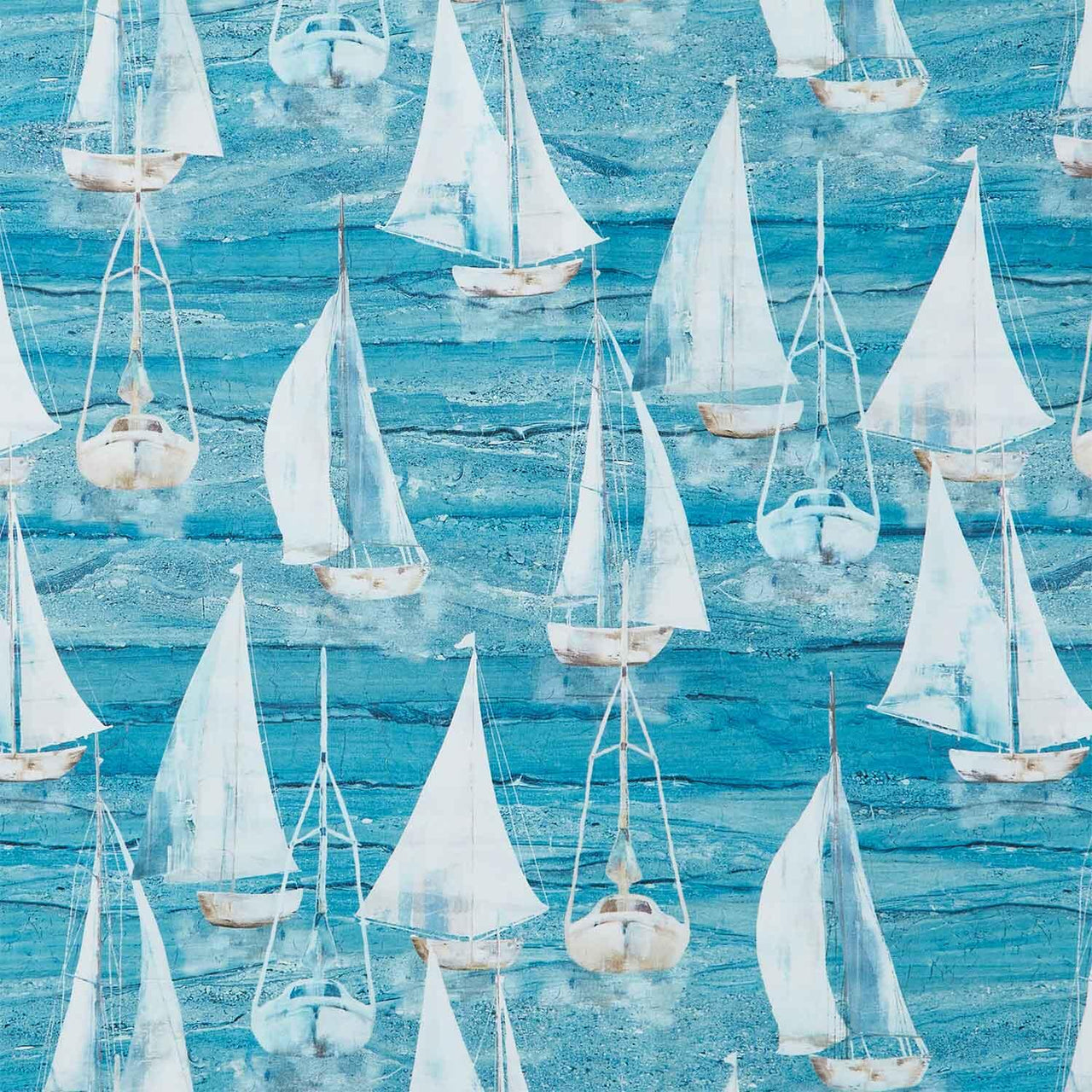 Smooth Sailing - Large Sail Boats Md Blue Multi Yardage